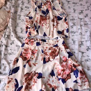 White Floral Two-Piece Summer Set